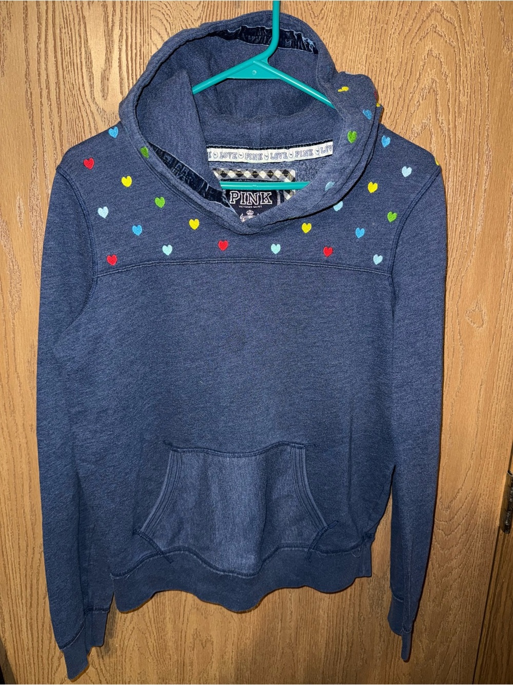 PINK Victoria's Secret Navy Heart-Accent Hooded Sweater